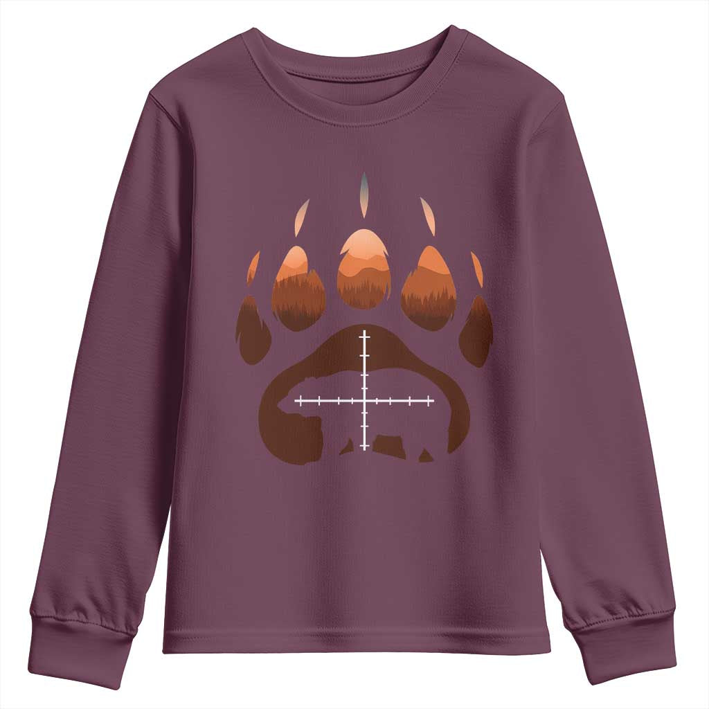 Big Game Bear Hunting Season Youth Sweatshirt Funny Hunter Gift TS12 Maroon Print Your Wear