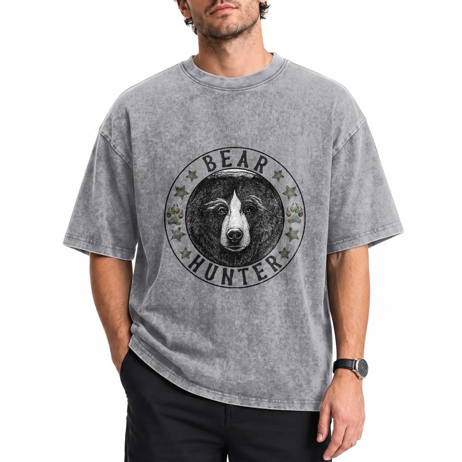 Bear Hunter Washed Cotton T-Shirt Funny Hunting Season Gift