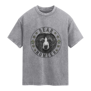 Bear Hunter Washed Cotton T-Shirt Funny Hunting Season Gift