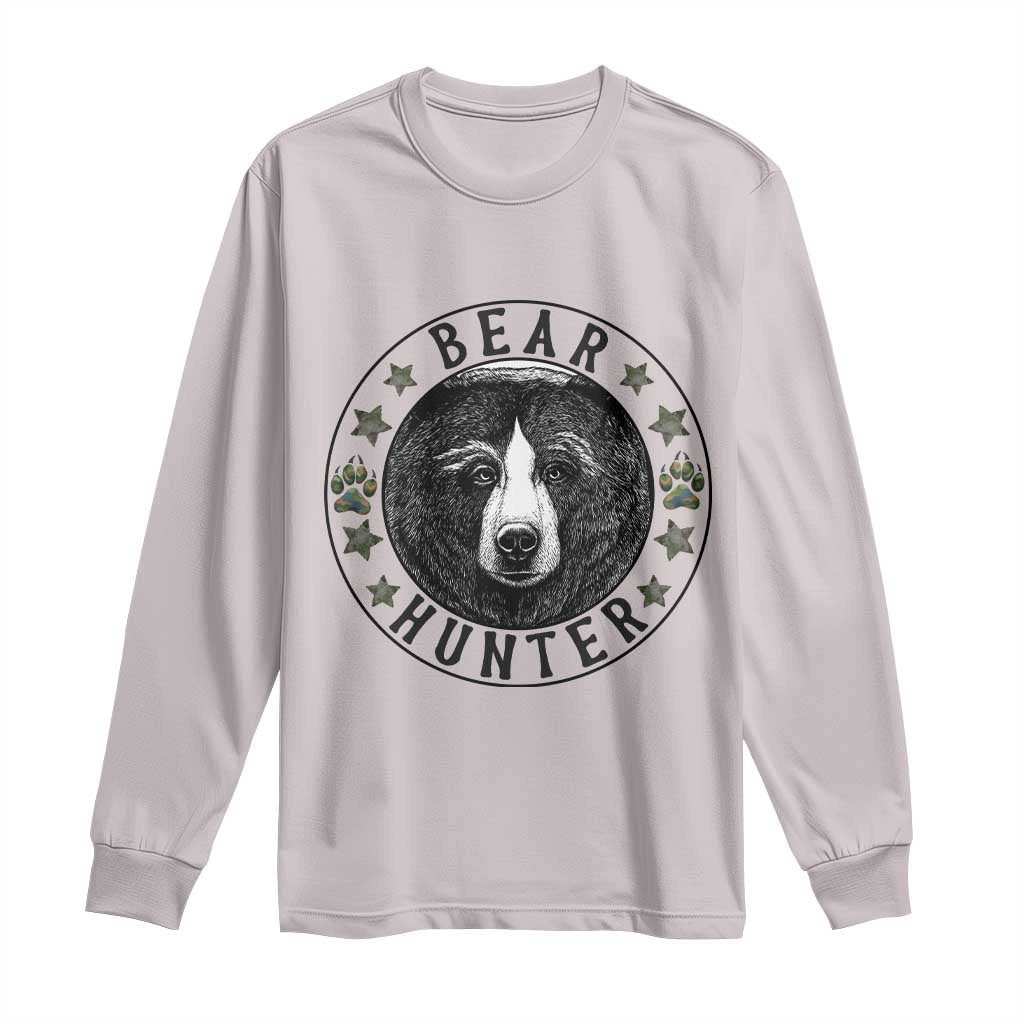 Bear Hunter Long Sleeve Shirt Funny Hunting Season Gift TS12 Ice Gray Print Your Wear