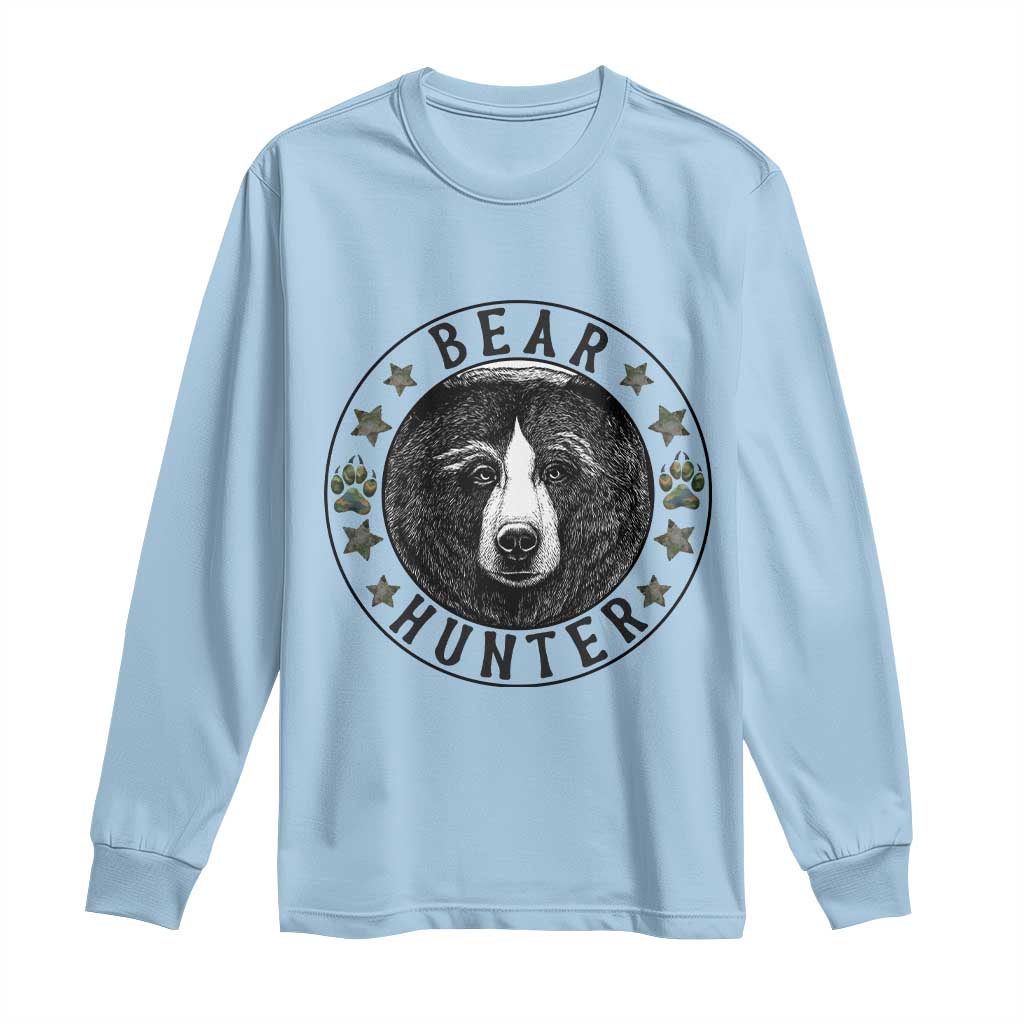 Bear Hunter Long Sleeve Shirt Funny Hunting Season Gift TS12 Light Blue Print Your Wear