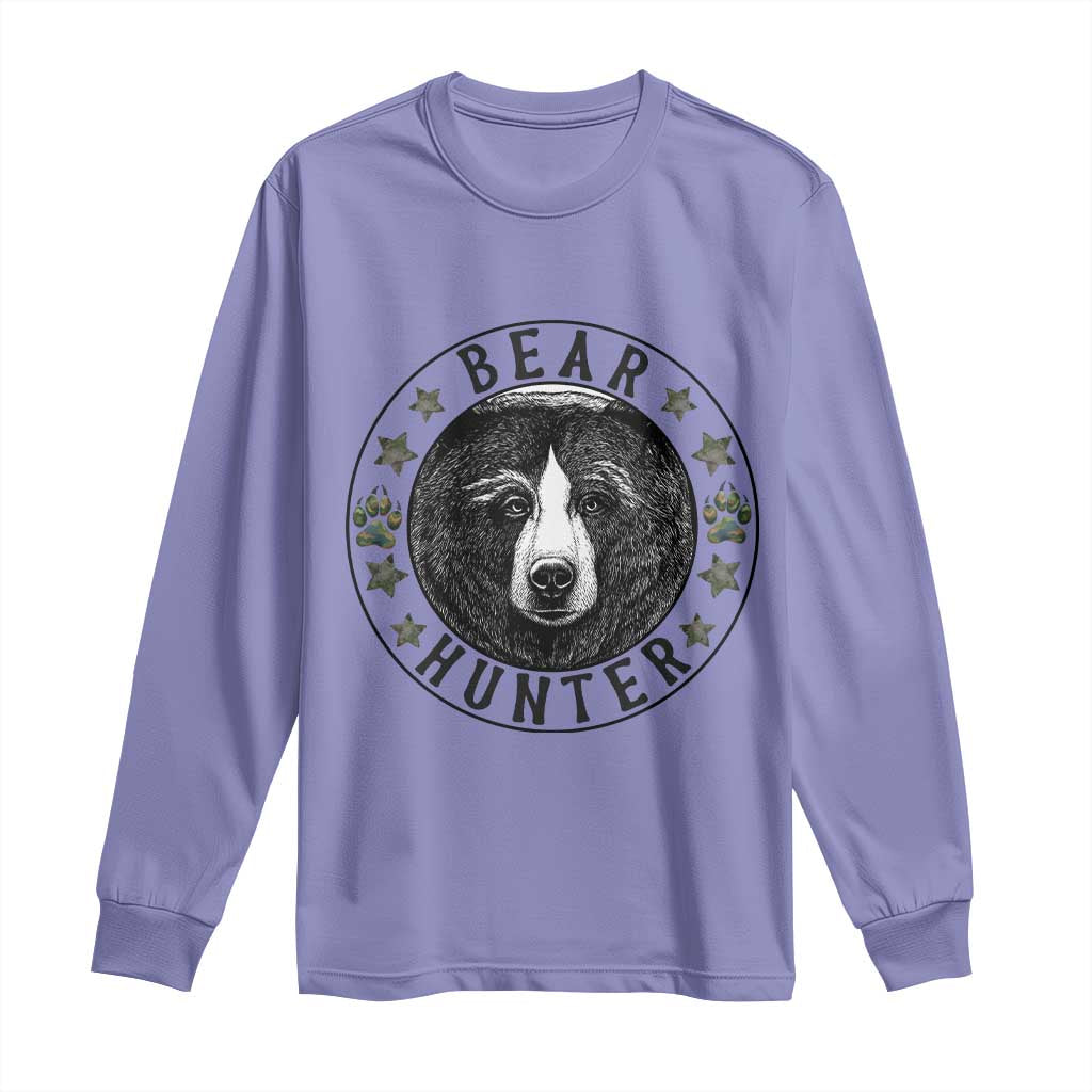 Bear Hunter Long Sleeve Shirt Funny Hunting Season Gift TS12 Violet Print Your Wear