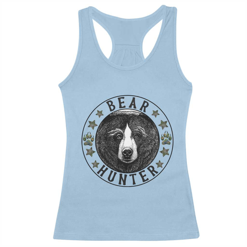 Bear Hunter Racerback Tank Top Funny Hunting Season Gift TS12 Light Blue Print Your Wear