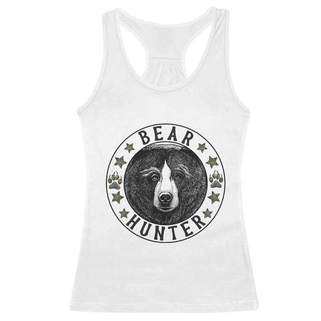 Bear Hunter Racerback Tank Top Funny Hunting Season Gift TS12 White Print Your Wear