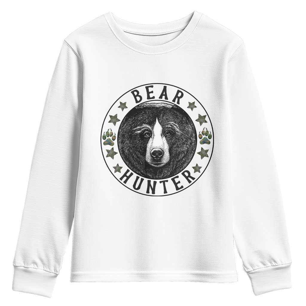 Bear Hunter Youth Sweatshirt Funny Hunting Season Gift TS12 White Print Your Wear