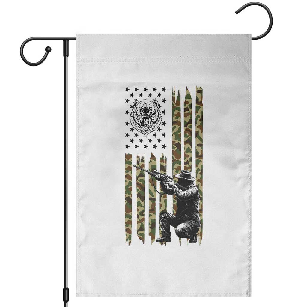 Bear Hunting Garden Flag Camo American Flag Hunter Gift TS12 White Print Your Wear