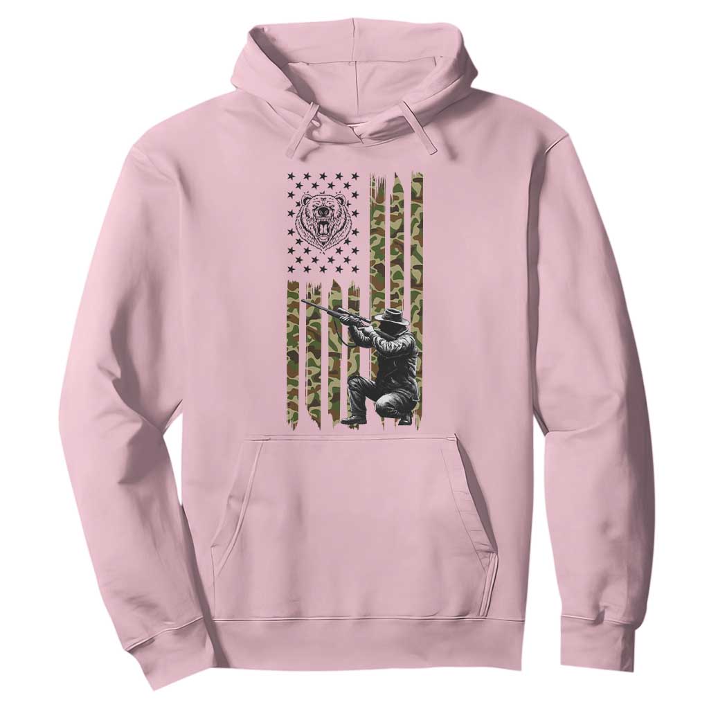 Bear Hunting Hoodie Camo American Flag Hunter Gift TS12 Light Pink Print Your Wear