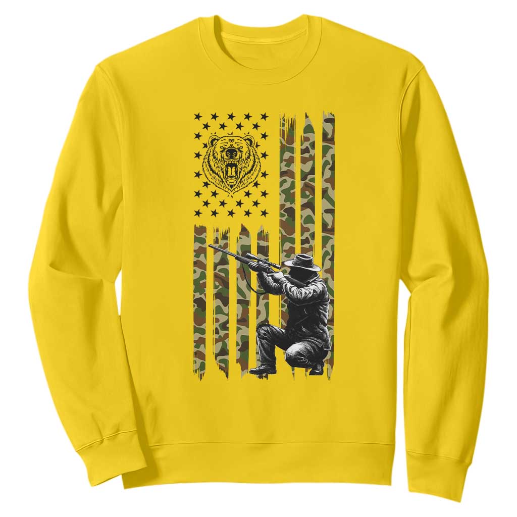 Bear Hunting Sweatshirt Camo American Flag Hunter Gift TS12 Daisy Print Your Wear