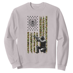 Bear Hunting Sweatshirt Camo American Flag Hunter Gift TS12 Ice Gray Print Your Wear