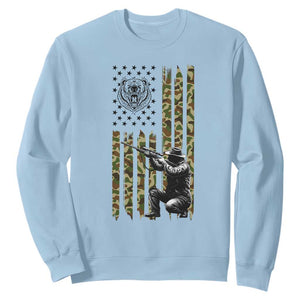 Bear Hunting Sweatshirt Camo American Flag Hunter Gift TS12 Light Blue Print Your Wear
