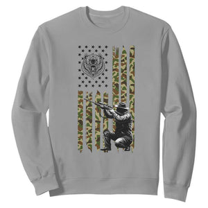 Bear Hunting Sweatshirt Camo American Flag Hunter Gift TS12 Sport Gray Print Your Wear