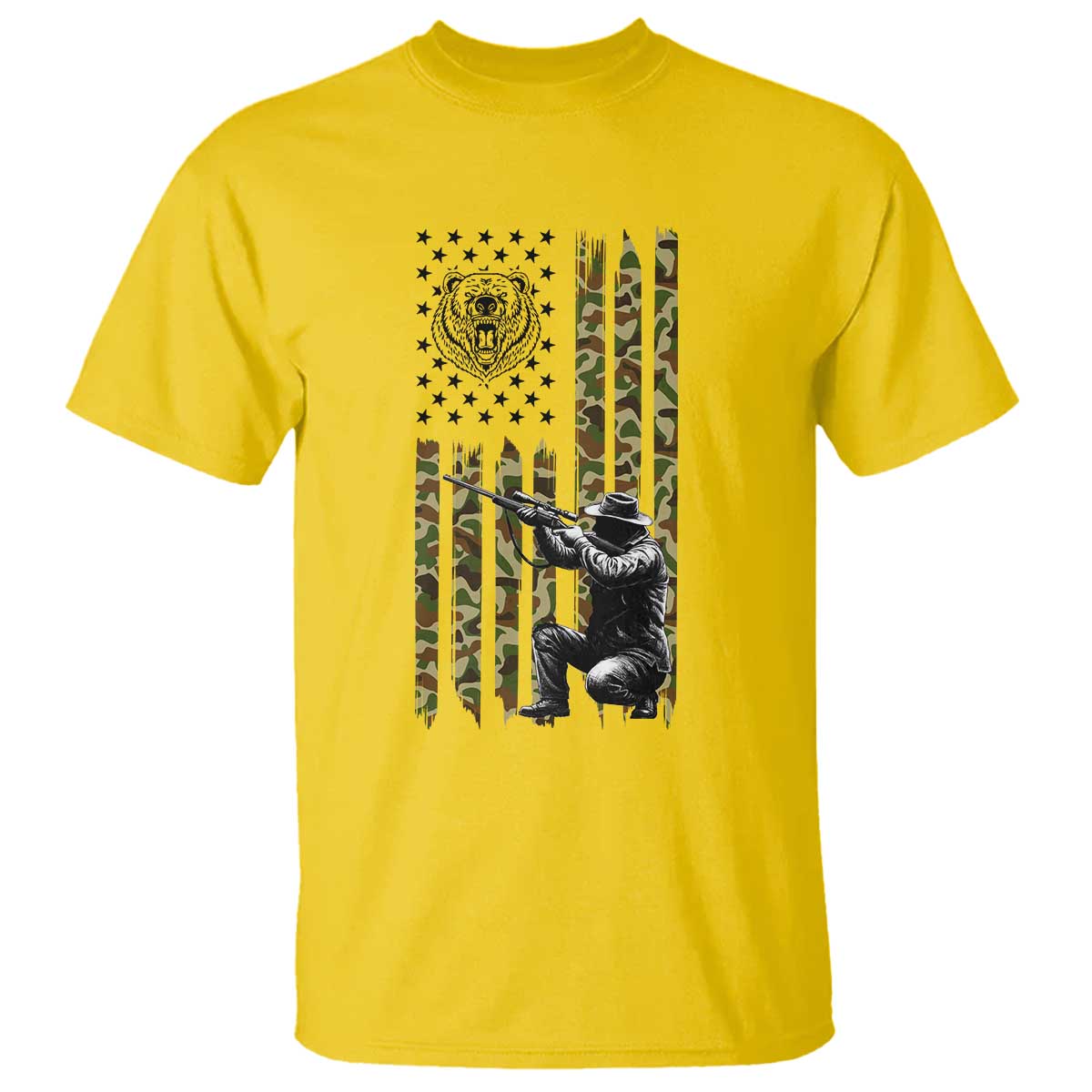 Bear Hunting T Shirt Camo American Flag Hunter Gift TS12 Daisy Print Your Wear