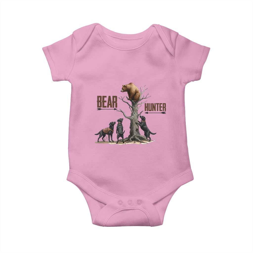 Bear Hunter Baby Onesie Black Lab Retriever Funny Hunting Gift TS12 Light Pink Print Your Wear
