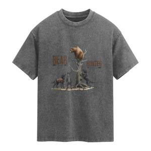 Bear Hunter Washed Cotton T-Shirt Black Lab Retriever Funny Hunting Gift