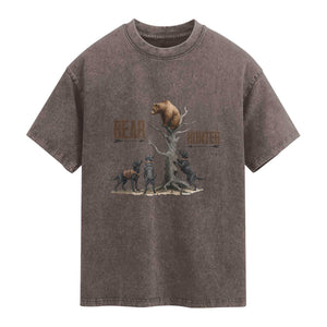 Bear Hunter Washed Cotton T-Shirt Black Lab Retriever Funny Hunting Gift