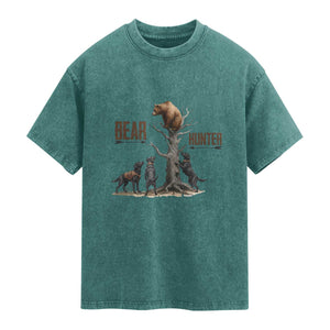 Bear Hunter Washed Cotton T-Shirt Black Lab Retriever Funny Hunting Gift