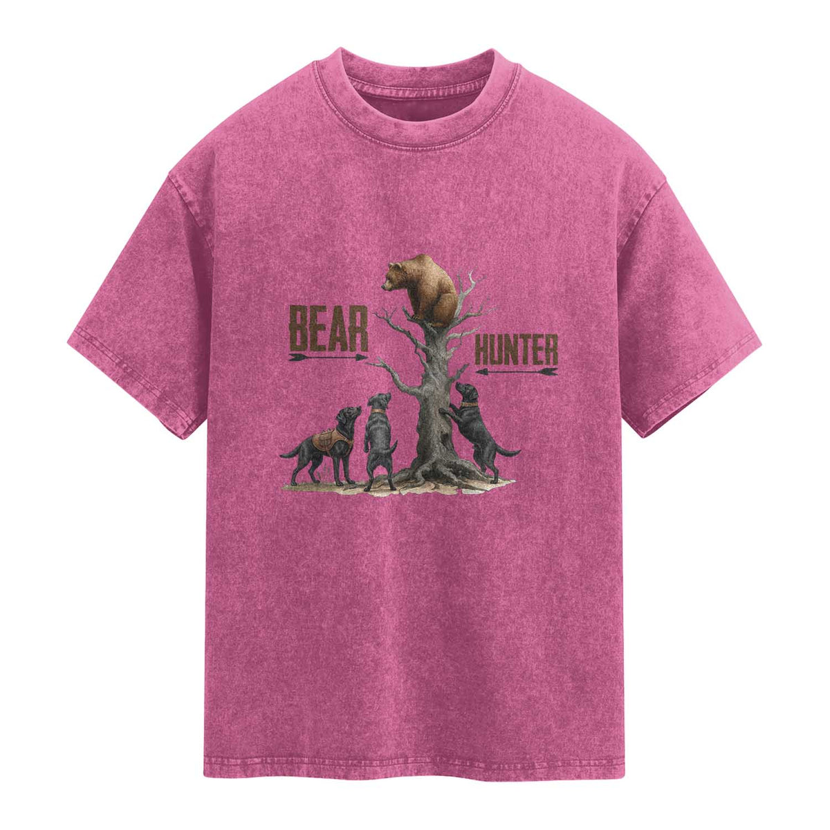 Bear Hunter Washed Cotton T-Shirt Black Lab Retriever Funny Hunting Gift