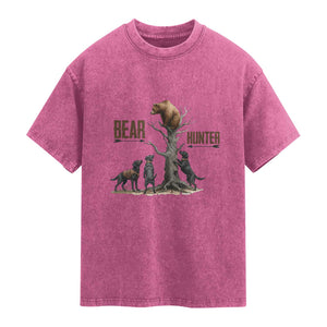 Bear Hunter Washed Cotton T-Shirt Black Lab Retriever Funny Hunting Gift