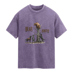 Bear Hunter Washed Cotton T-Shirt Black Lab Retriever Funny Hunting Gift