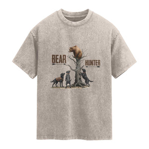 Bear Hunter Washed Cotton T-Shirt Black Lab Retriever Funny Hunting Gift