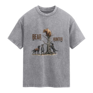 Bear Hunter Washed Cotton T-Shirt Black Lab Retriever Funny Hunting Gift