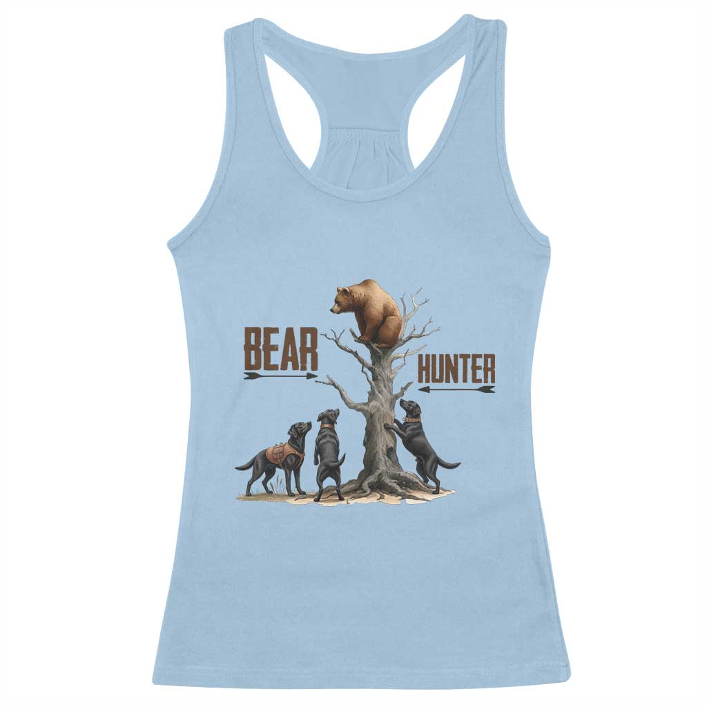 Bear Hunter Racerback Tank Top Black Lab Retriever Funny Hunting Gift TS12 Light Blue Print Your Wear