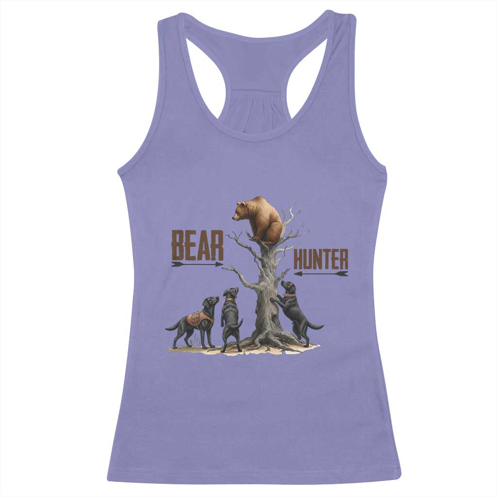 Bear Hunter Racerback Tank Top Black Lab Retriever Funny Hunting Gift TS12 Violet Print Your Wear