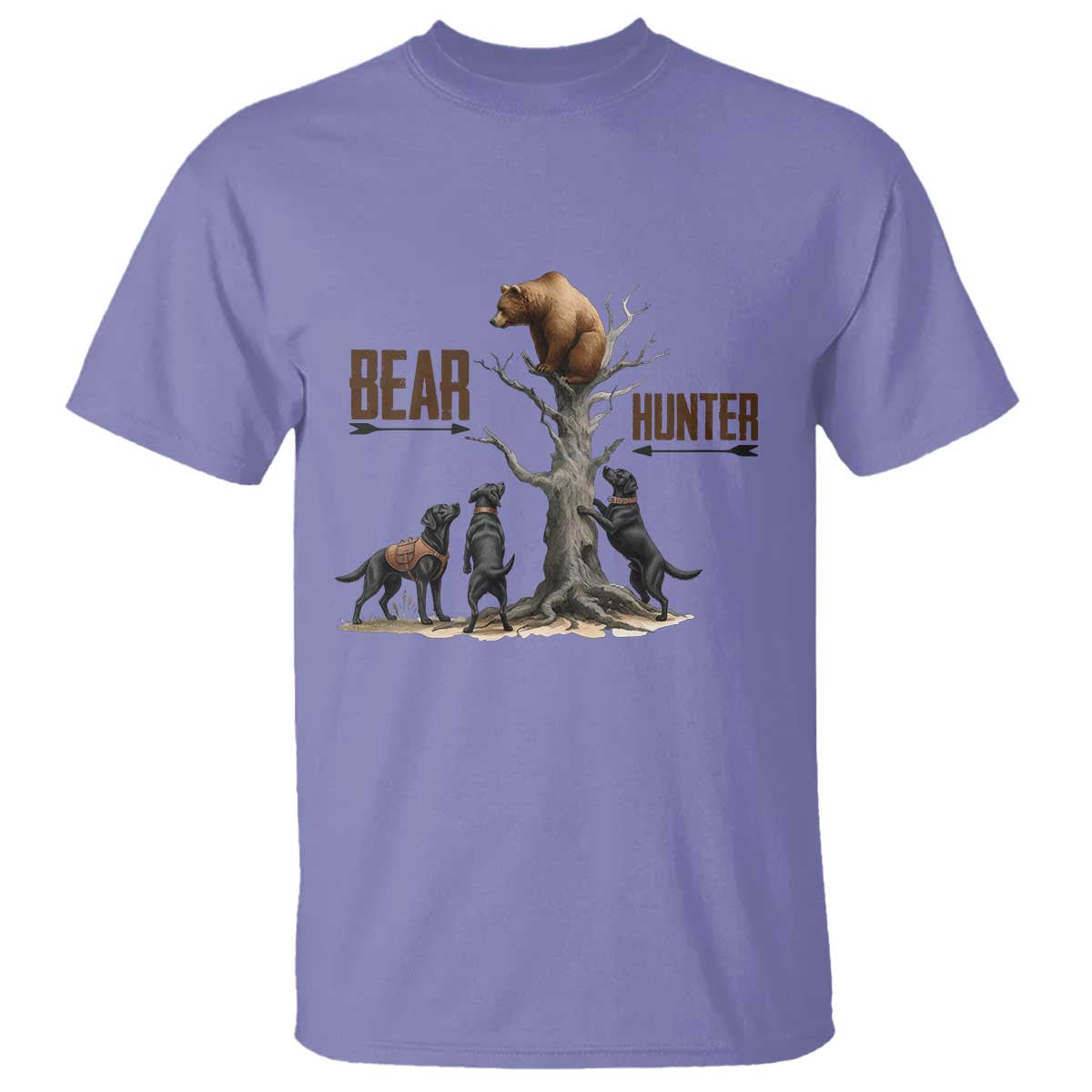 Bear Hunter T Shirt Black Lab Retriever Funny Hunting Gift TS12 Violet Print Your Wear