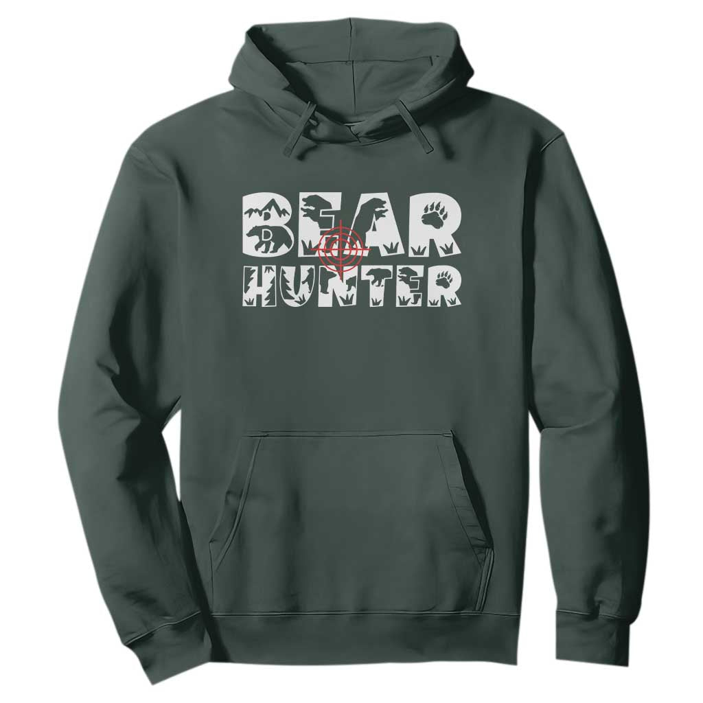 Bear Hunter Hoodie Outdoor Adventure Gift TS12 Dark Forest Green Print Your Wear