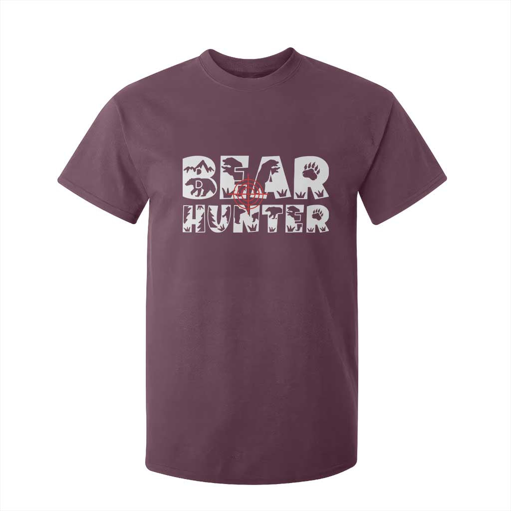 Bear Hunter T Shirt For Kid Outdoor Adventure Gift TS12 Maroon Print Your Wear