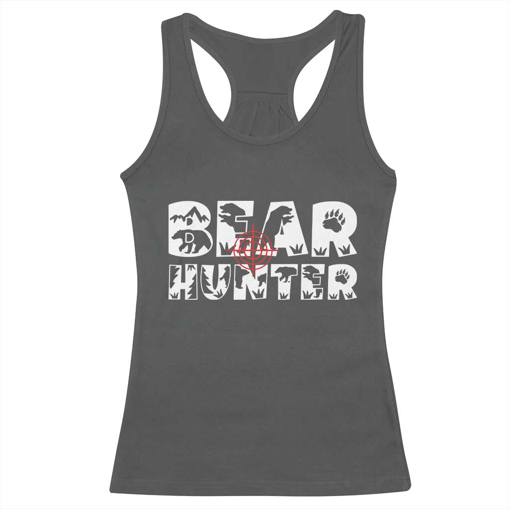 Bear Hunter Racerback Tank Top Outdoor Adventure Gift TS12 Dark Heather Print Your Wear