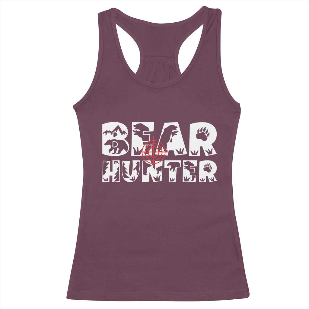 Bear Hunter Racerback Tank Top Outdoor Adventure Gift TS12 Maroon Print Your Wear