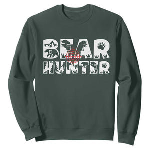 Bear Hunter Sweatshirt Outdoor Adventure Gift TS12 Dark Forest Green Print Your Wear
