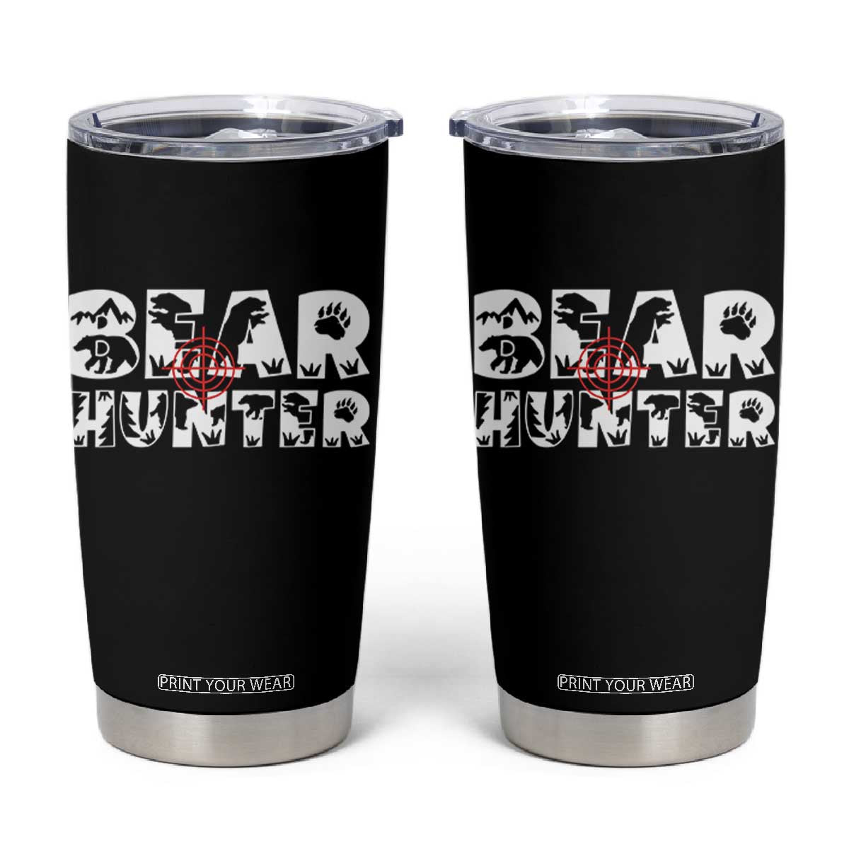 Bear Hunter Tumbler Cup Outdoor Adventure Gift TS12 Black Print Your Wear