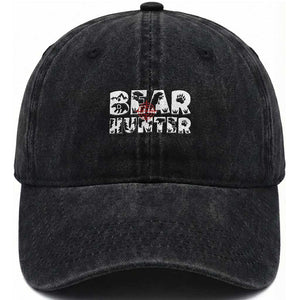 Bear Hunter Washed Cotton Baseball Cap Outdoor Adventure Gift TS12 Washed Cap Universal Fit Black Print Your Wear