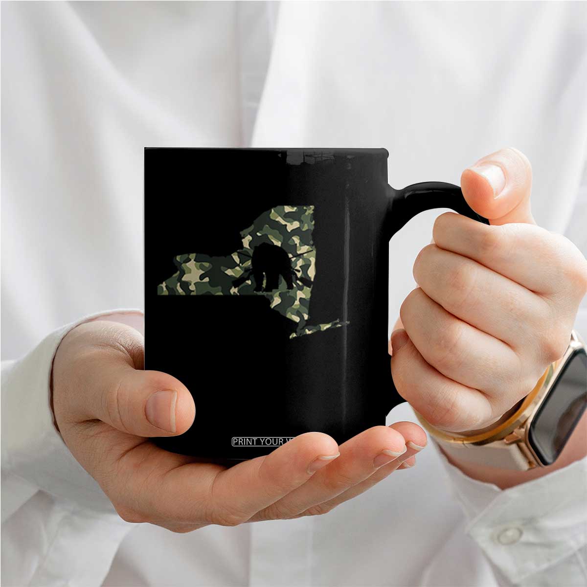 New York Bear Hunter Coffee Mug Camo Map Hunting Season Gift TS12 Print Your Wear