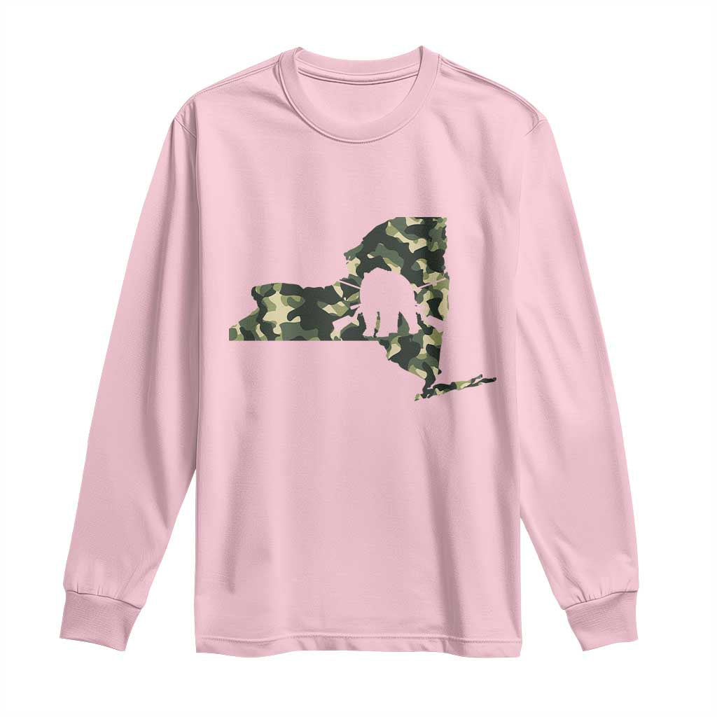 New York Bear Hunter Long Sleeve Shirt Camo Map Hunting Season Gift TS12 Light Pink Print Your Wear