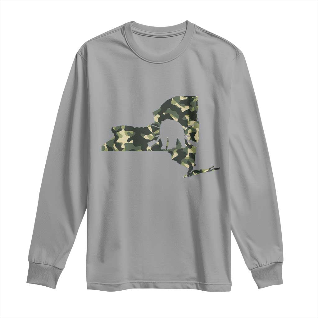New York Bear Hunter Long Sleeve Shirt Camo Map Hunting Season Gift TS12 Sport Gray Print Your Wear