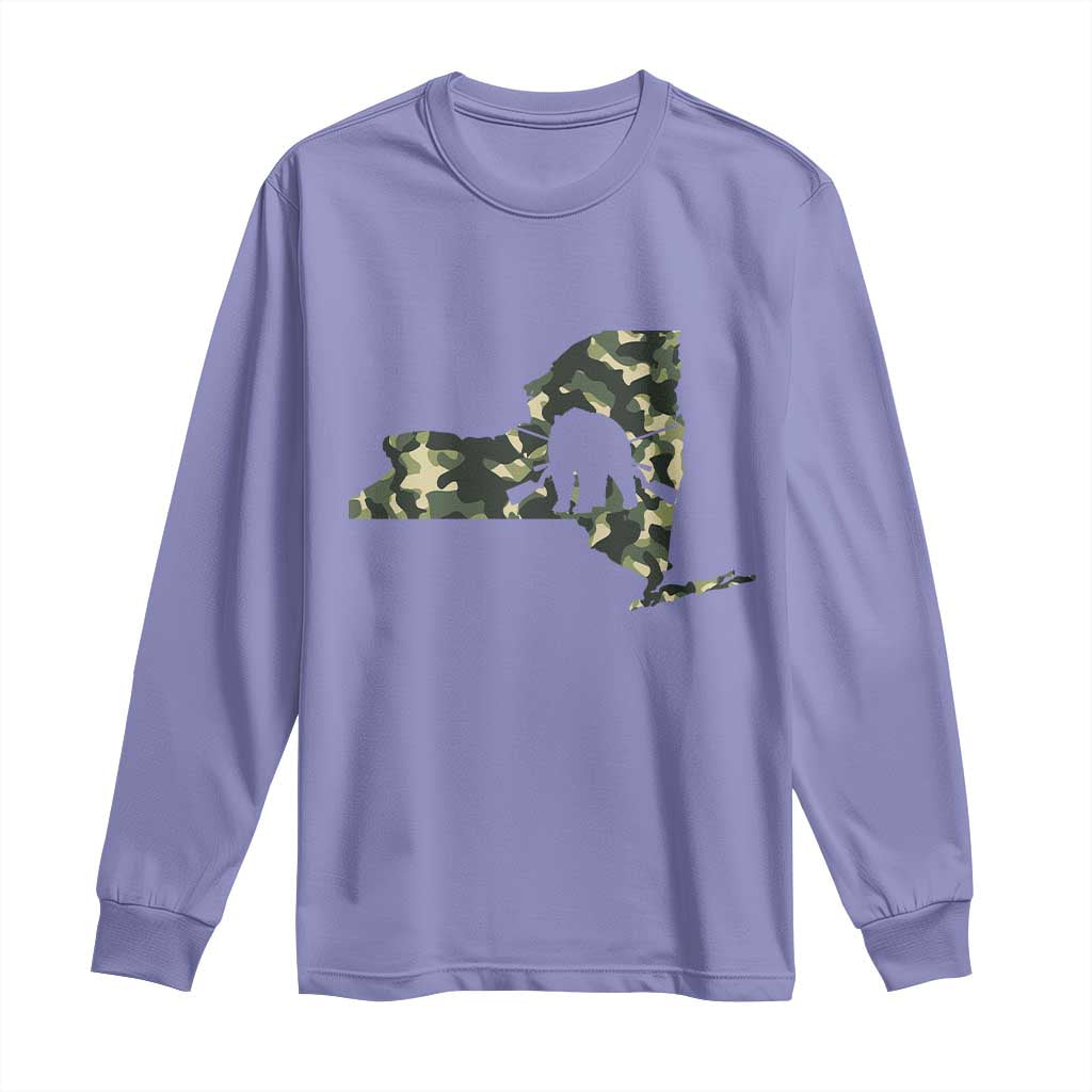 New York Bear Hunter Long Sleeve Shirt Camo Map Hunting Season Gift TS12 Violet Print Your Wear