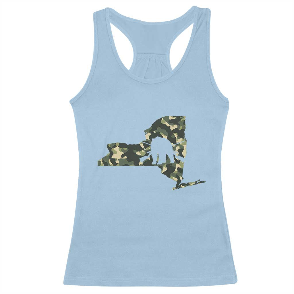 New York Bear Hunter Racerback Tank Top Camo Map Hunting Season Gift TS12 Light Blue Print Your Wear