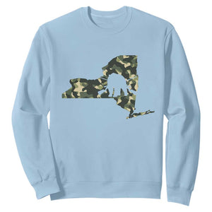 New York Bear Hunter Sweatshirt Camo Map Hunting Season Gift TS12 Light Blue Print Your Wear