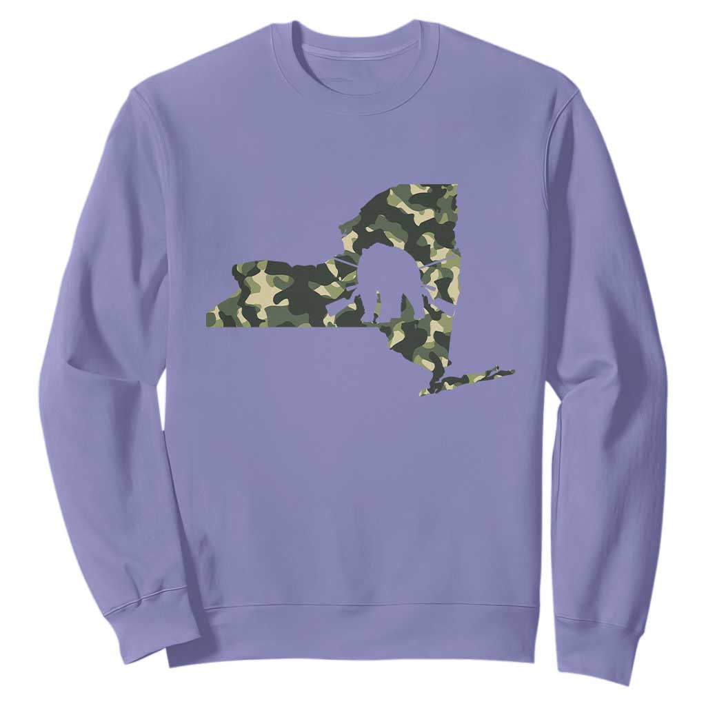 New York Bear Hunter Sweatshirt Camo Map Hunting Season Gift TS12 Violet Print Your Wear