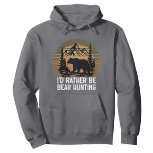 Id Rather Be Bear Hunting Hoodie Retro Sunset Hunter Gift TS12 Charcoal Print Your Wear