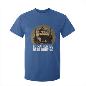 Id Rather Be Bear Hunting T Shirt For Kid Retro Sunset Hunter Gift TS12 Royal Blue Print Your Wear