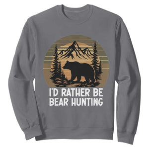 Id Rather Be Bear Hunting Sweatshirt Retro Sunset Hunter Gift TS12 Charcoal Print Your Wear