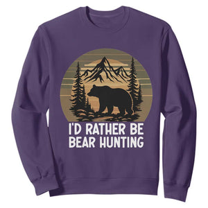 Id Rather Be Bear Hunting Sweatshirt Retro Sunset Hunter Gift TS12 Purple Print Your Wear