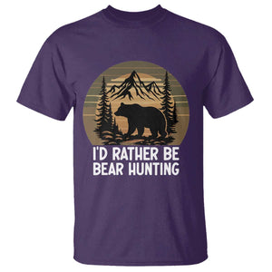 Id Rather Be Bear Hunting T Shirt Retro Sunset Hunter Gift TS12 Purple Print Your Wear