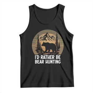 Id Rather Be Bear Hunting Tank Top Retro Sunset Hunter Gift TS12 Black Print Your Wear