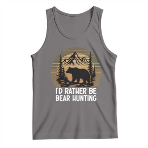 Id Rather Be Bear Hunting Tank Top Retro Sunset Hunter Gift TS12 Deep Heather Print Your Wear