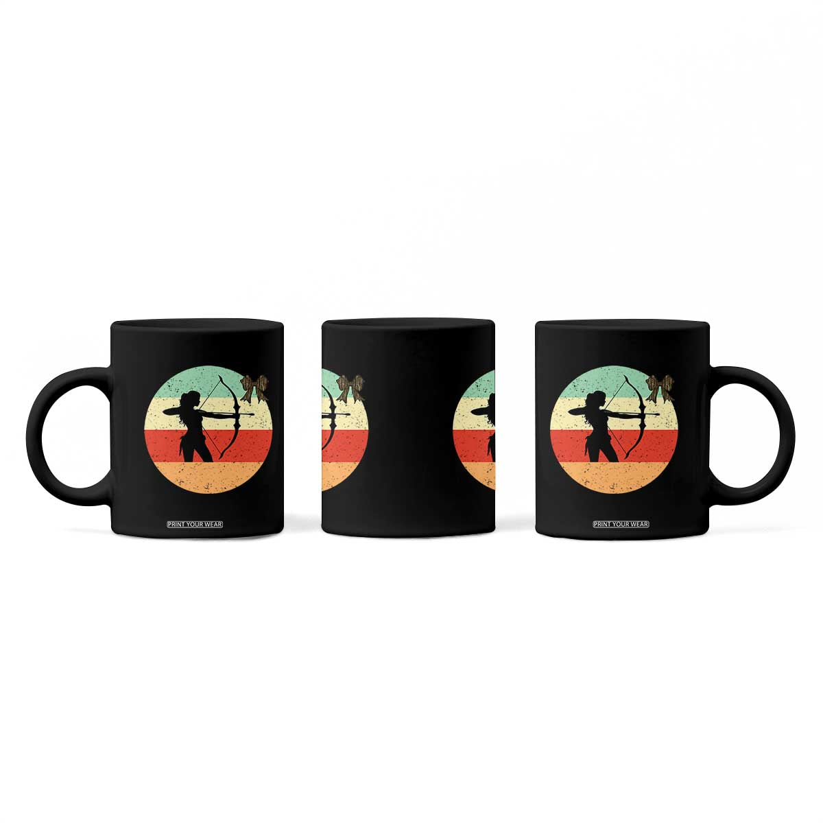 Retro Sunset Hunter Gift Coffee Mug Women Bow Hunters TS12 Print Your Wear